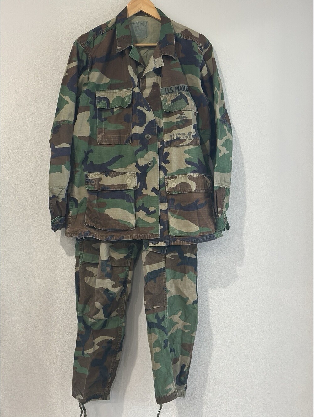 Vintage U.S. Military Battle Dress Uniform (BDU) set woodland camouflage, Medium